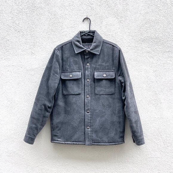 Men's Slate & Stone Gray Camouflage Sherpa Lined Shacket Jacket Size Small - Picture 1 of 7